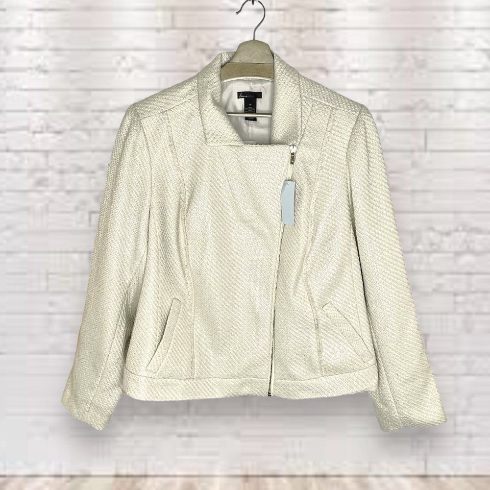 Lane Bryant Cream Tweed Moto Jacket Size 26 NWT - Picture 3 of 11